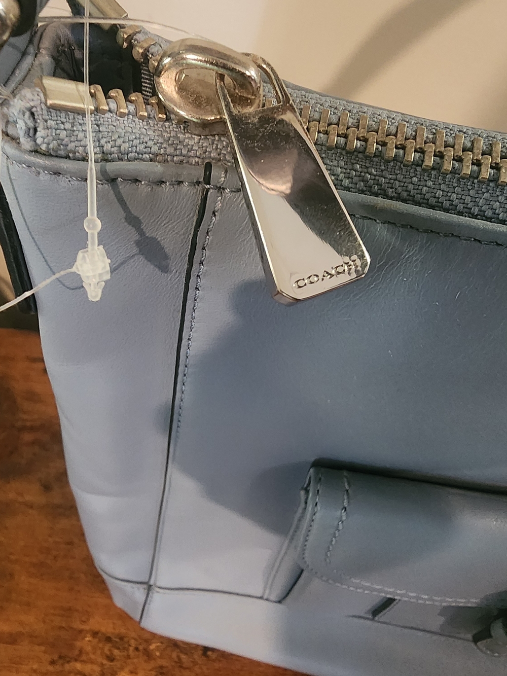 Coach Charlie Smooth Leather Hobo Shoulder Bag - Slate / Cornflower Blue - Picture 5 of 8